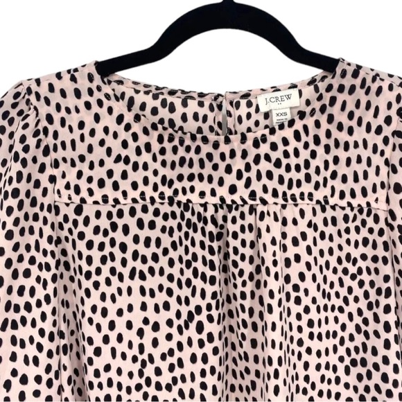 J. Crew Top Womens Extra Extra Small XXS Pink Long Sleeve Leopard Piping Keyhole - Picture 3 of 13